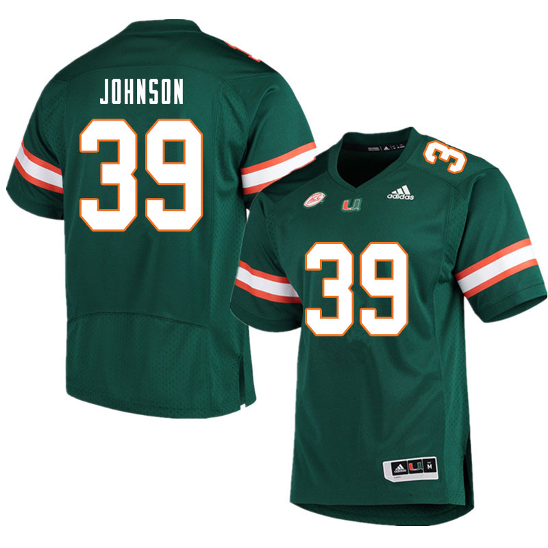 Men #39 Dante Johnson Miami Hurricanes College Football Jerseys Sale-Green